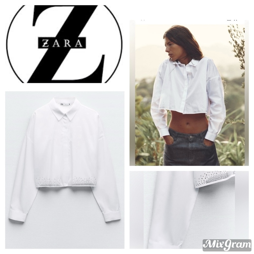 ‼️WOW‼️ZARA CRYSTAL WHITE RHINESTONE CROPPED TOP‼️